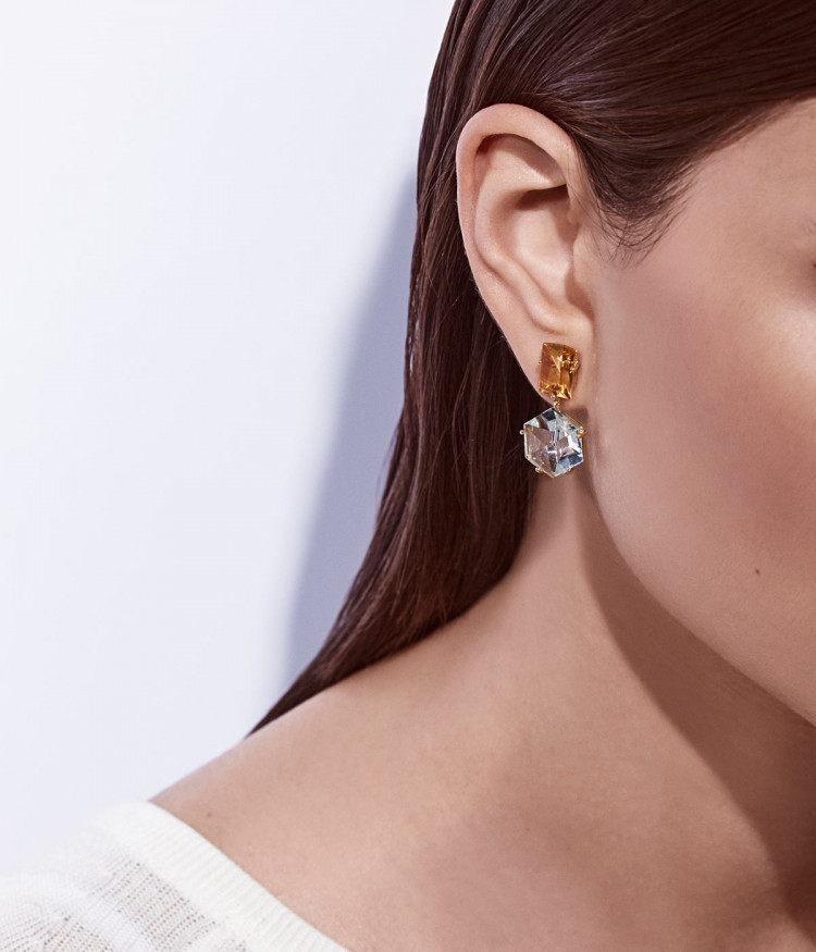 KLAR citrine and aquamarine earrings