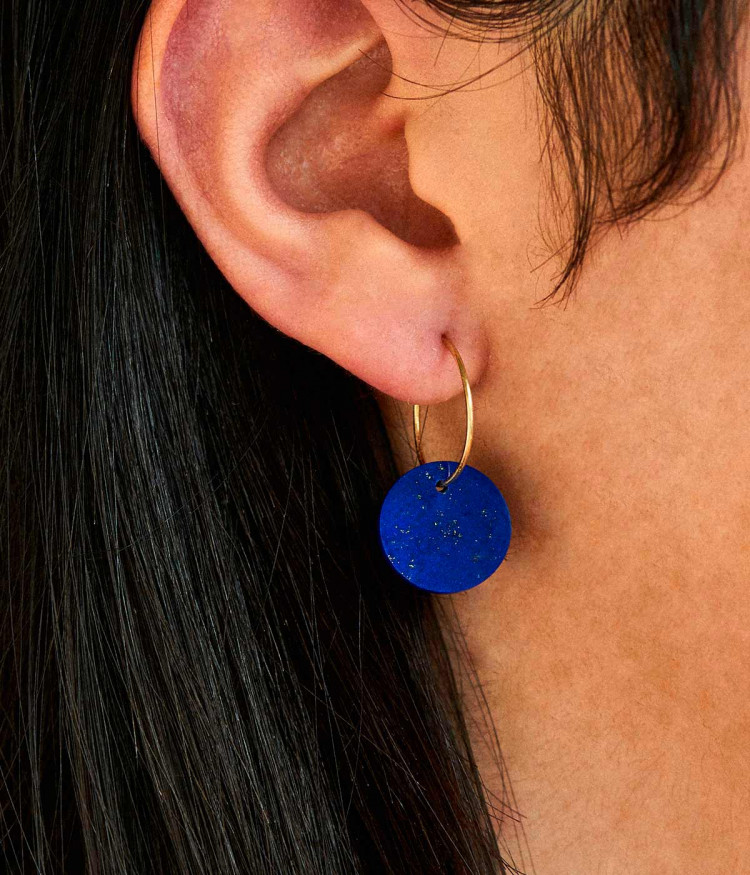 Lapis lazuli disc earrings