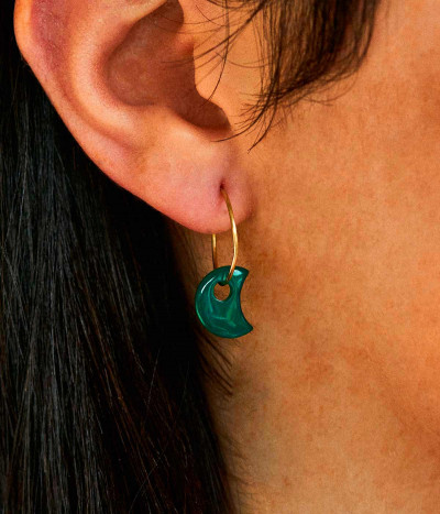 Agate moon earrings