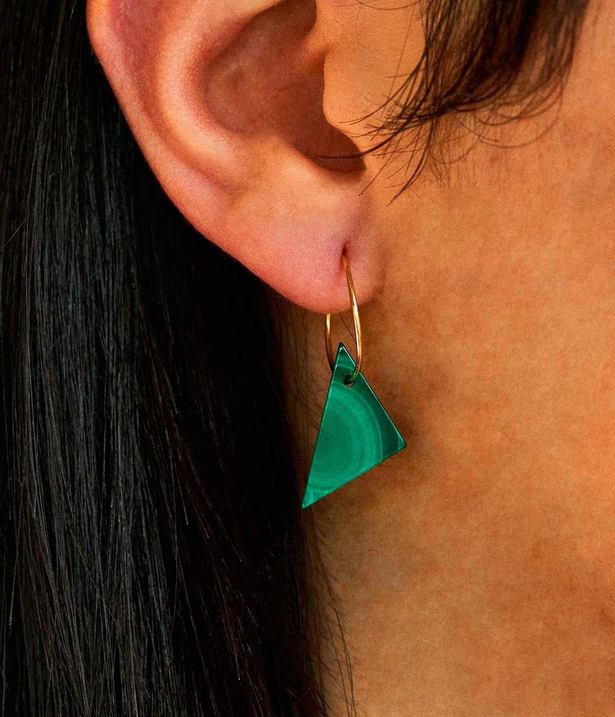 Malachite triangle earrings