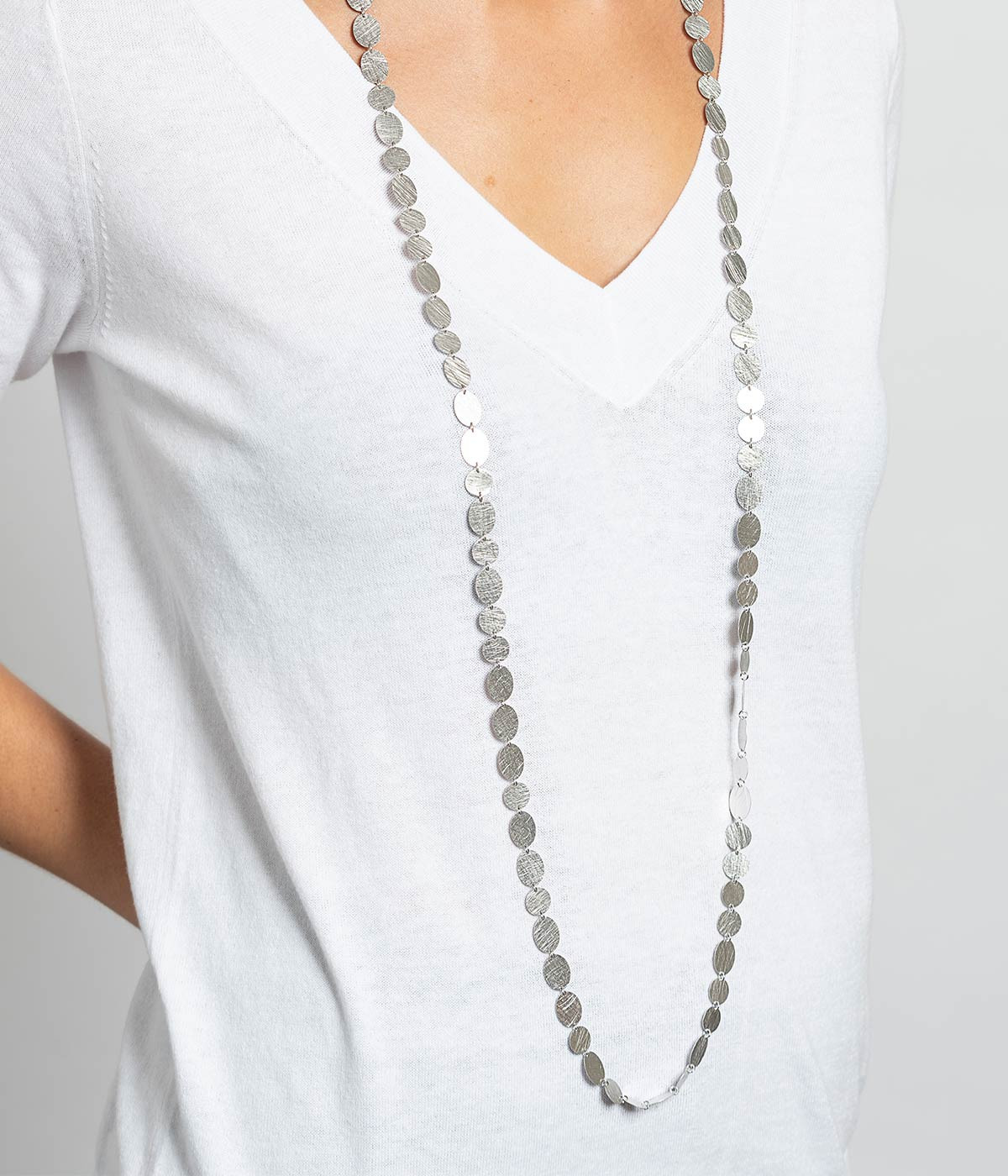 Party long silver necklace