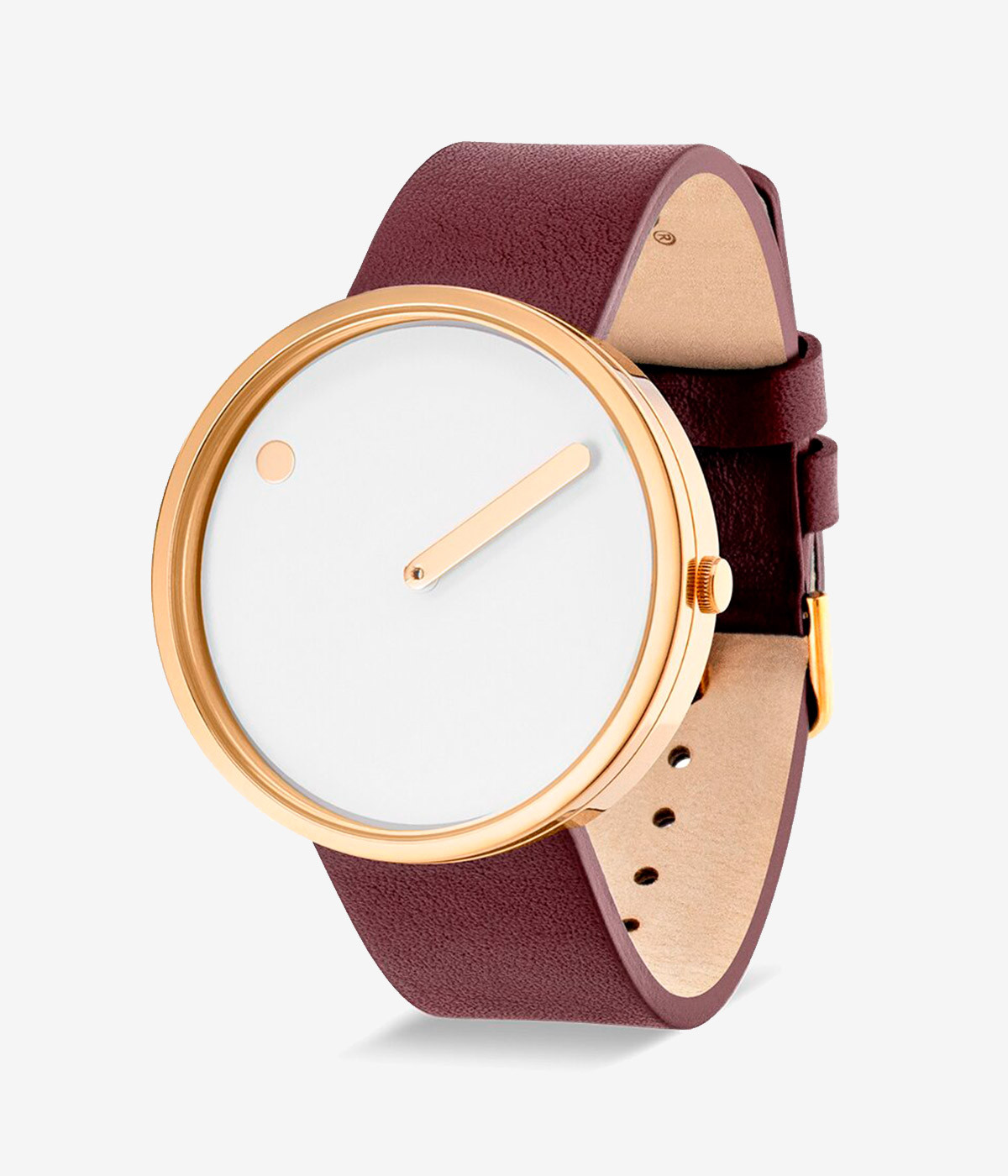 WHITE DIAL / BURGUNDY LEATHER STRAP 40 mm