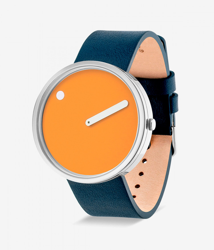 MUSTARD DIAL / BLUE LEATHER STRAP 40 mm