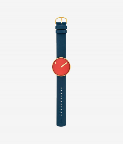 RED DIAL / BLUE LEATHER STRAP 40 mm