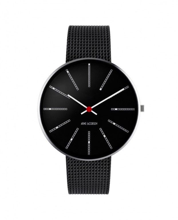 Arne Jacobsen BANKERS 40 MM / MALLA ACERO NEGRA / ESFERA NEGRA