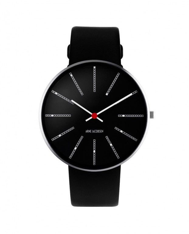 Arne Jacobsen BANKERS 40 MM / CORREA PIEL NEGRA / ESFERA NEGRA
