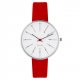 Arne Jacobsen BANKERS 34 MM / PIEL ROJA / ESFERA BLANCA / CAJA ACERO