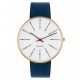 Arne Jacobsen BANKERS 40 MM / CORREA PIEL AZUL / ESFERA BLANCA / CAJA DORADA