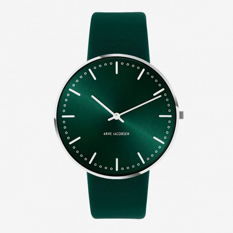 Arne Jacobsen CITY HALL 40 MM / PIEL VERDE / ESFERA VERDE