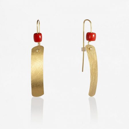 Pendientes Posidonia oro y coral 60mm.