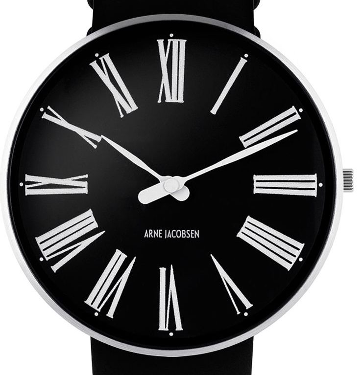 Arne Jacobsen  ROMAN 40 MM / CORREA PIEL NEGRA / ESFERA NEGRA