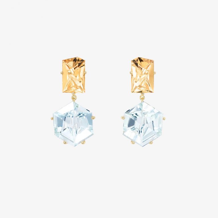 Pendientes KLAR Citrinos y Aguamarinas