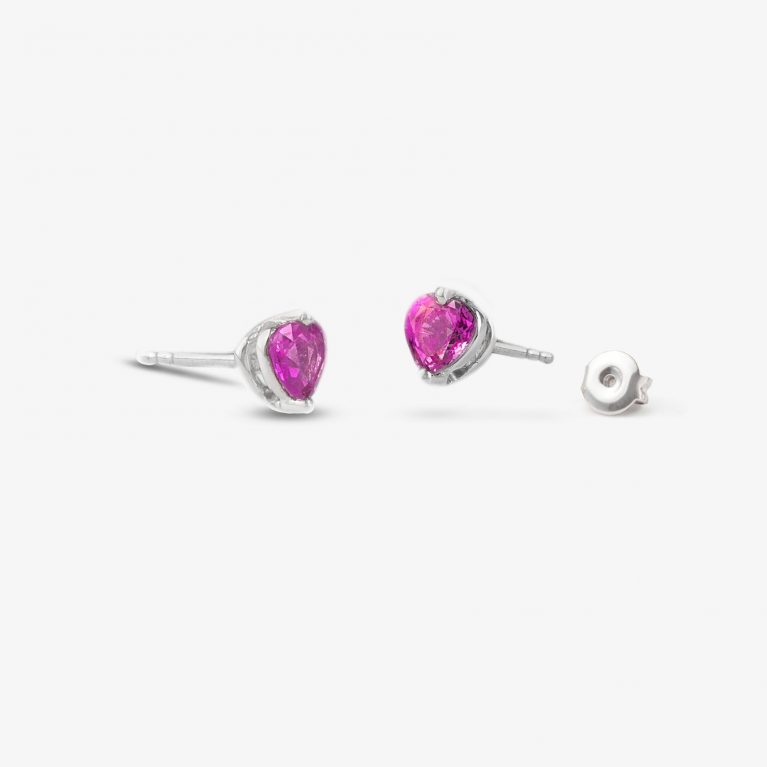 Pendientes Corazón Zafiro Rosa