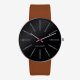 Arne Jacobsen BANKERS 40 MM / CORREA PIEL MARRÓN / ESFERA NEGRA