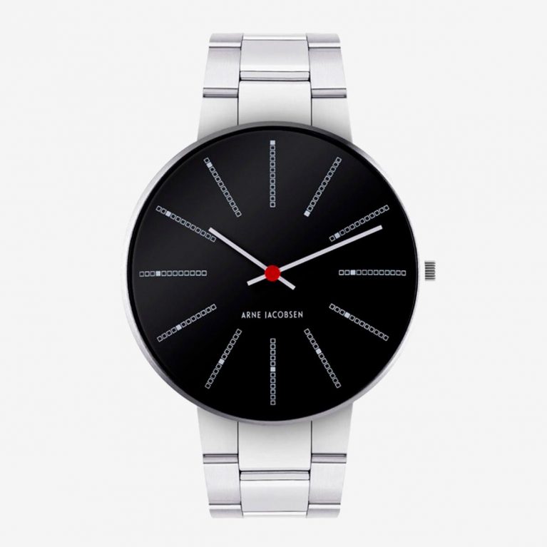 Arne Jacobsen BANKERS 40 MM / CORREA ACERO / ESFERA NEGRA