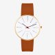 Arne Jacobsen BANKERS 34 MM / CORREA PIEL MARRÓN / ESFERA BLANCA / CAJA DORADA