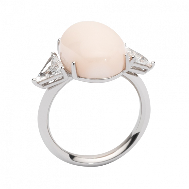 Anillo Clear Pink Coral y diamantes