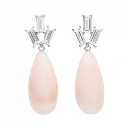 Pendientes Clear Pink Coral y baguettes