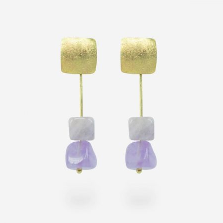 Pendientes Twice Natural Pink Square