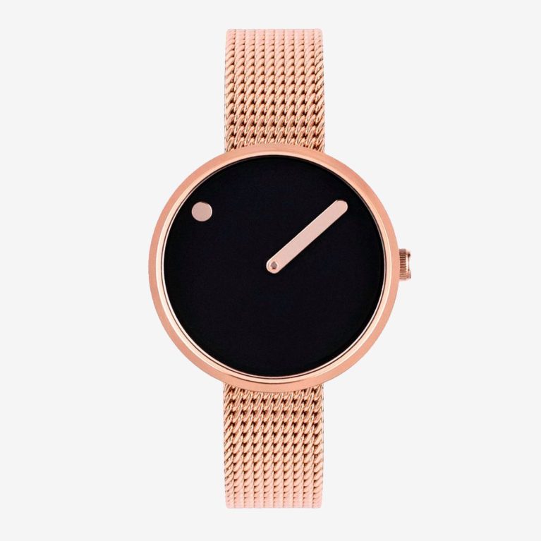 PICTO 34 MM / NEGRA / MALLA DE ORO ROSA MATE