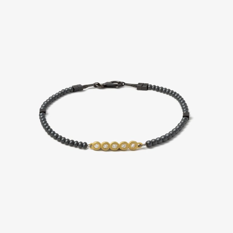 Pulsera Simple Hematites y Diamantes