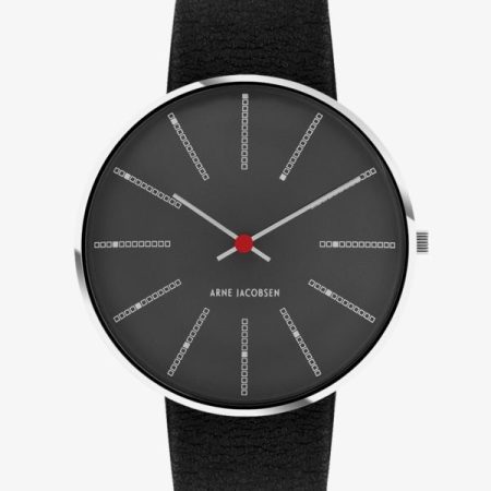 Arne Jacobsen BANKERS 40 MM / PIEL NEGRA / ESFERA NEGRA