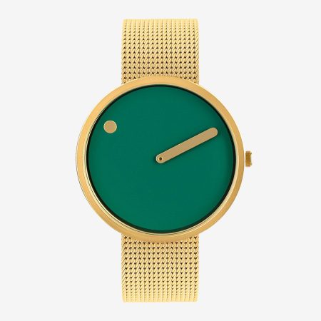 PICTO 40 MM / VERDE EMPOLVADO / MALLA DORADA