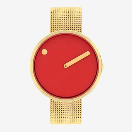 PICTO 40 MM / ROJO CANELA / MALLA DE ORO MATE