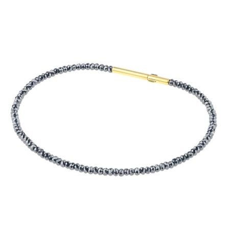 Pulsera de hematites negros y cierre dorado