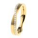 Anillo de acero dorado y circonitas