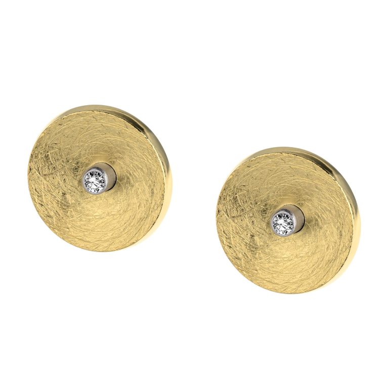 Pendientes dorados mate con btes.0,02ct.x2 TW/SI