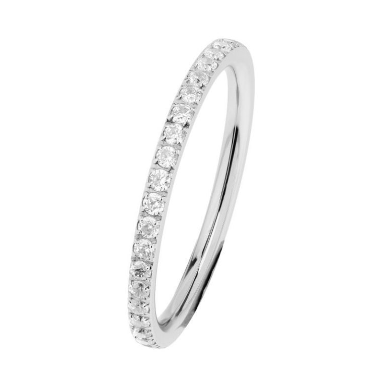 Anillo de acero con circonitas