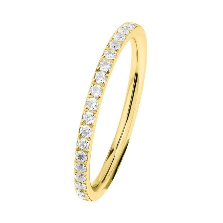 Anillo de acero dorado con circonitas