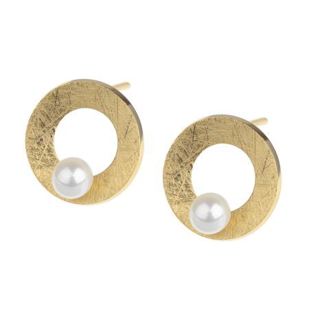 Pendientes de acero dorado y perlas