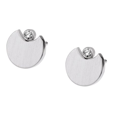 Pendientes de acero quirúrgico y brillantes 2x0,02ct.