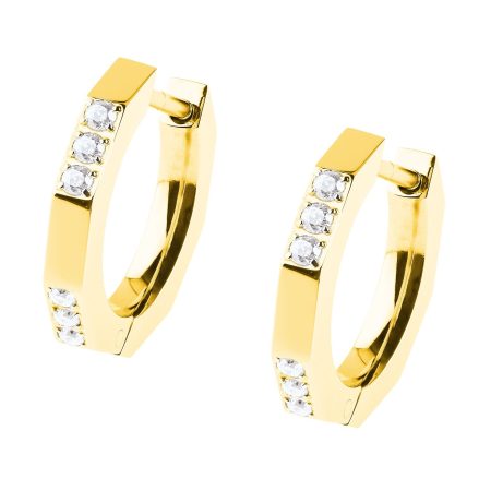 Pendientes de acero dorado con circonitas