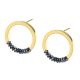 Pendientes de acero dorado con hematites facetados