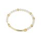 Pulsera de acero dorado, perlas y bolas de cristal