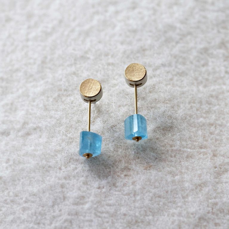 Pendientes Terra Aqua con oro y aguamarina azul de Pepe Alba