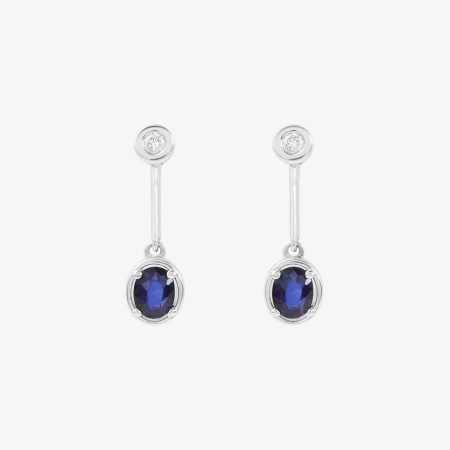 Pendientes Sapphire Fire Blue en oro blanco de 18K con diamantes y zafiros azules de Pepe Alba