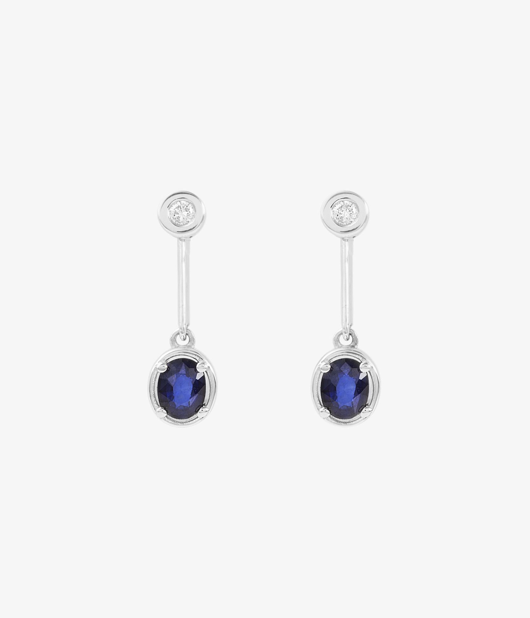 Pendientes Sapphire Fire Blue en oro blanco de 18K con diamantes y zafiros azules de Pepe Alba