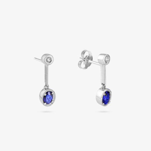 Pendientes Sapphire Fire Blue en oro blanco con diamante y zafiro azul de Pepe Alba