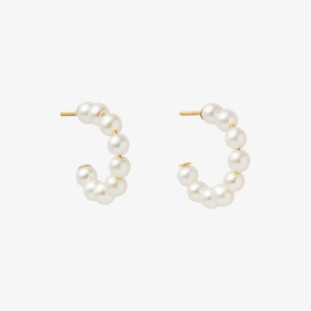 Pendientes criollas de oro y nueve perlas