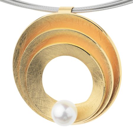 Colgante Kreis Perl Gelbgold 7 mm