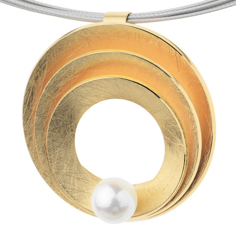 Colgante Kreis Perl Gelbgold 7 mm