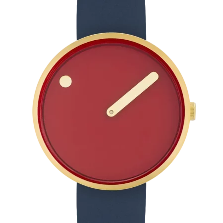 PICTO 34 MM / ROJO CANELA / PIEL AZUL MEDIANOCHE