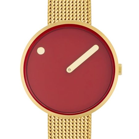 PICTO 34 MM / ROJO CANELA / MALLA DORADA